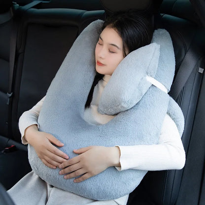 Children’s Cartoon Car Neck Pillow – Rear Seat Sleep Headrest & Seat Belt Shoulder Support