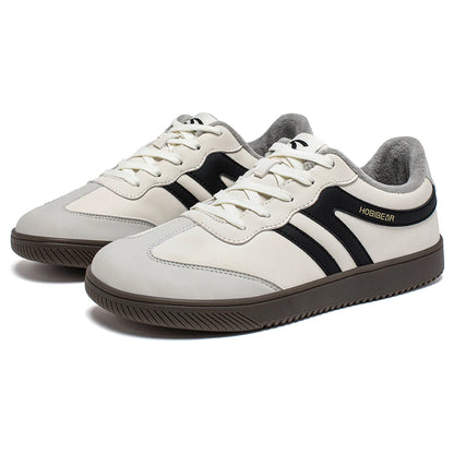 HOBIBEAR Unisex Wide Toe Faux Fur Sneakers – Retro Leather Lace-Up Casual Shoes for Men & Women