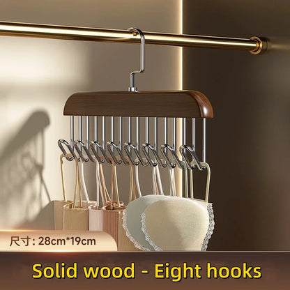Wooden Sling Hanger Organizer - Multi-Hook Space-Saving Clothes Storage Rack