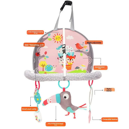 Baby Car Seat and Stroller Hanging Toy - Interactive Sensory Rattles, Kick-and-Play Activity Pendant for Cribs and Infant Development