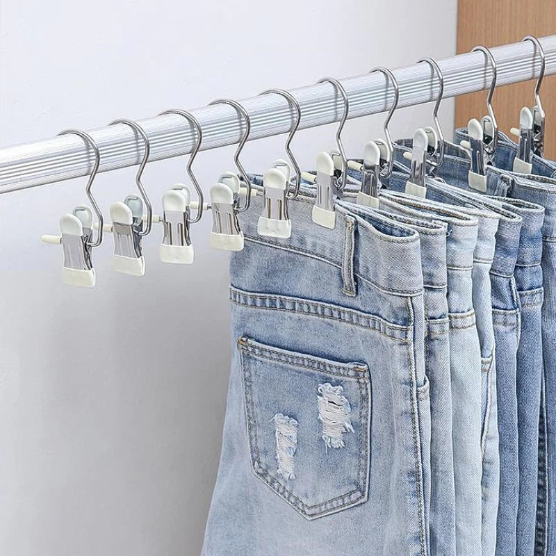 10pcs Stainless Steel Clothespins: Laundry Clothes Pegs with Hook - Portable Hanging Clothes Clips for Closet Organization