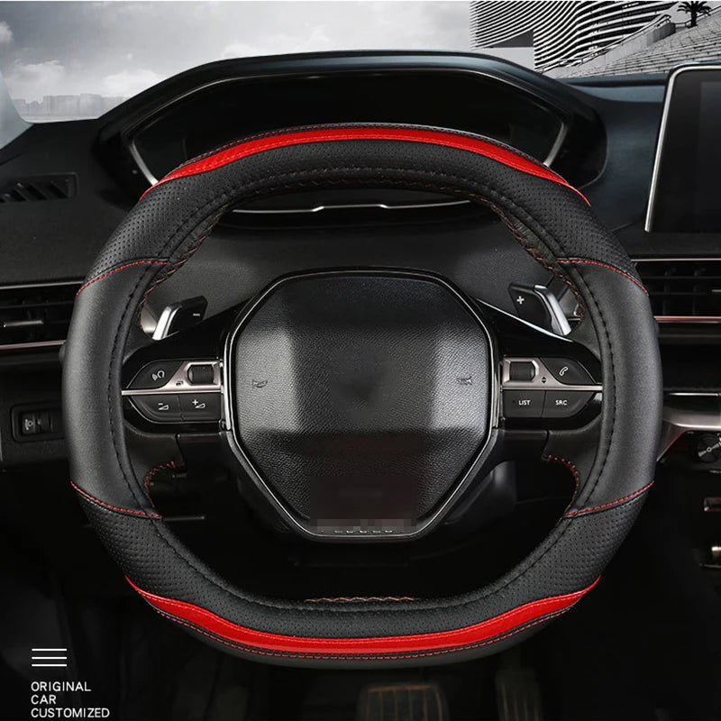 Peugeot 3008/4008/5008 Carbon Fiber & PU Leather Steering Wheel Cover — Auto Interior Accessory