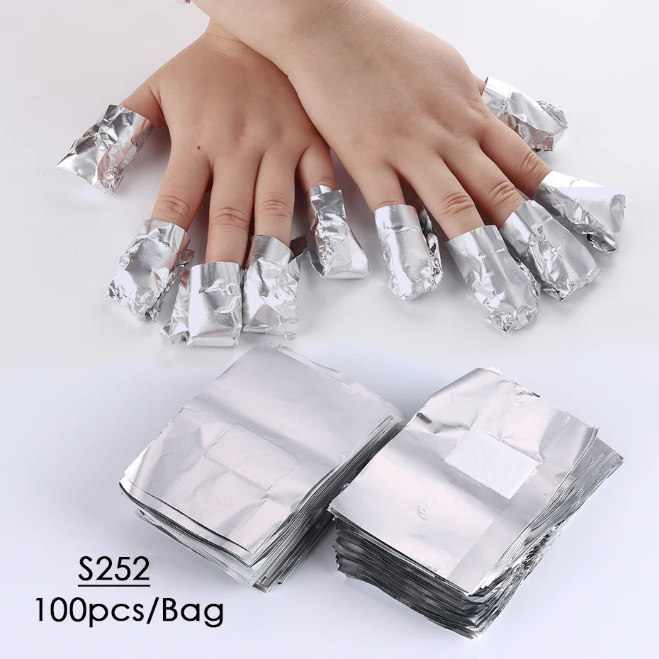 Nail Polish Removal Foil Wraps - 50/100pcs Aluminum Foils with Cotton Pads for Manicure