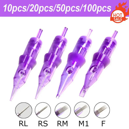 Tattoo Needle Cartridge Set 5/10/20/50pcs – Round Liner & Shader Disposable Needles for Tattoo Machine & Permanent Makeup Eyebrow Pen