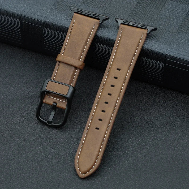PU Leather Apple Watch Band - Premium Wrist Strap Bracelet for iWatch Series 4 5 6 SE 7 8 9 10 Ultra 49mm 40mm 41mm 42mm 44mm 45mm 46mm