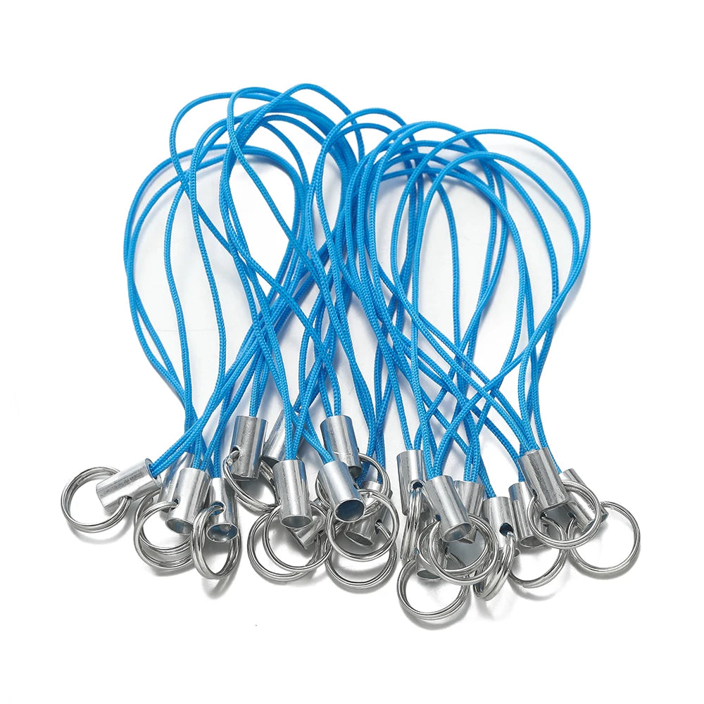 20/50pcs Polyester Lanyard Cord - Double Jump Ring Rope for Keychains, Phone Straps, DIY Crafts & Jewelry Making