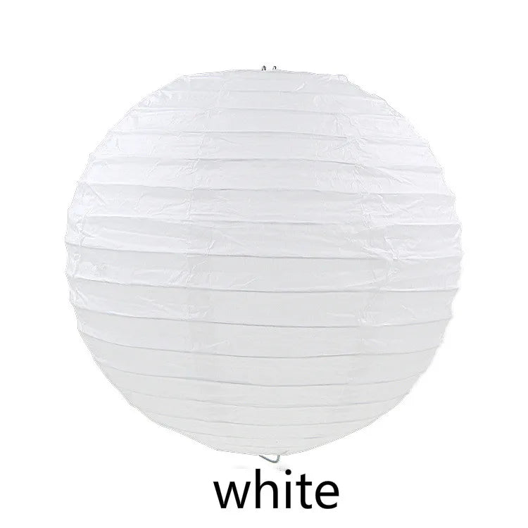 Round Paper Lantern Hanging Ball Decor for Wedding & Birthday Party, DIY Lampion Craft Supplies in White, Red & Blue