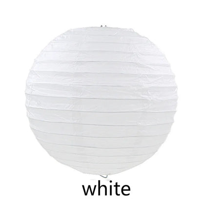 Round Paper Lantern Hanging Ball Decor for Wedding & Birthday Party, DIY Lampion Craft Supplies in White, Red & Blue