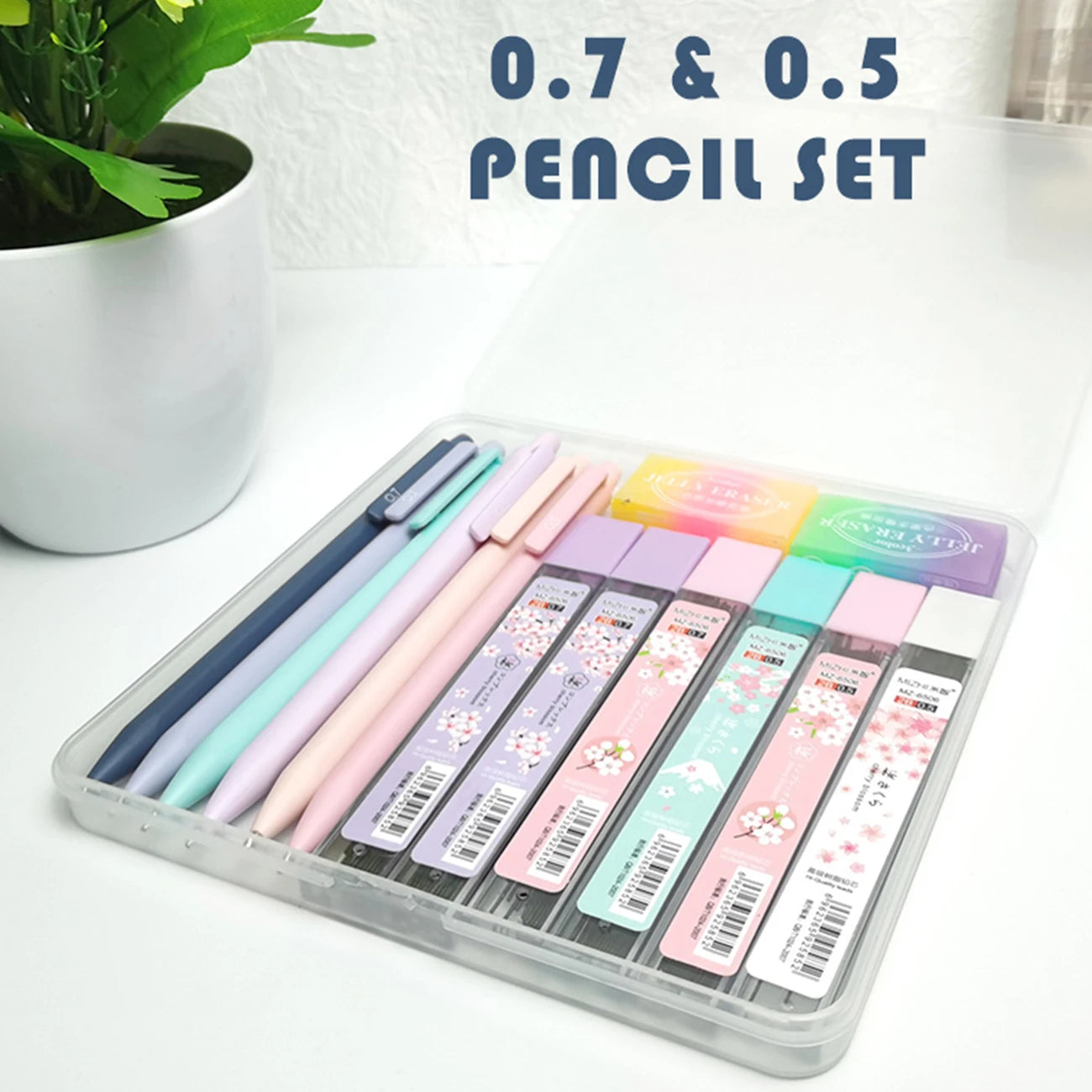 Cute Pastel Mechanical Pencil Set - 0.5mm & 0.7mm Writing, Drawing & Sketching Pencils