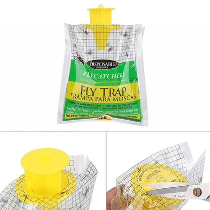 Hanging Fly Trap Bags – Non-Toxic, Water-Soluble Disposable Fly Catchers for Home & Garden