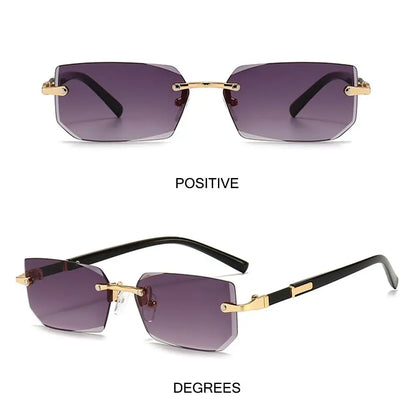 Rimless Rectangle Sunglasses – Fashion Small Square Shades for Men & Women, Summer Travel Eyewear