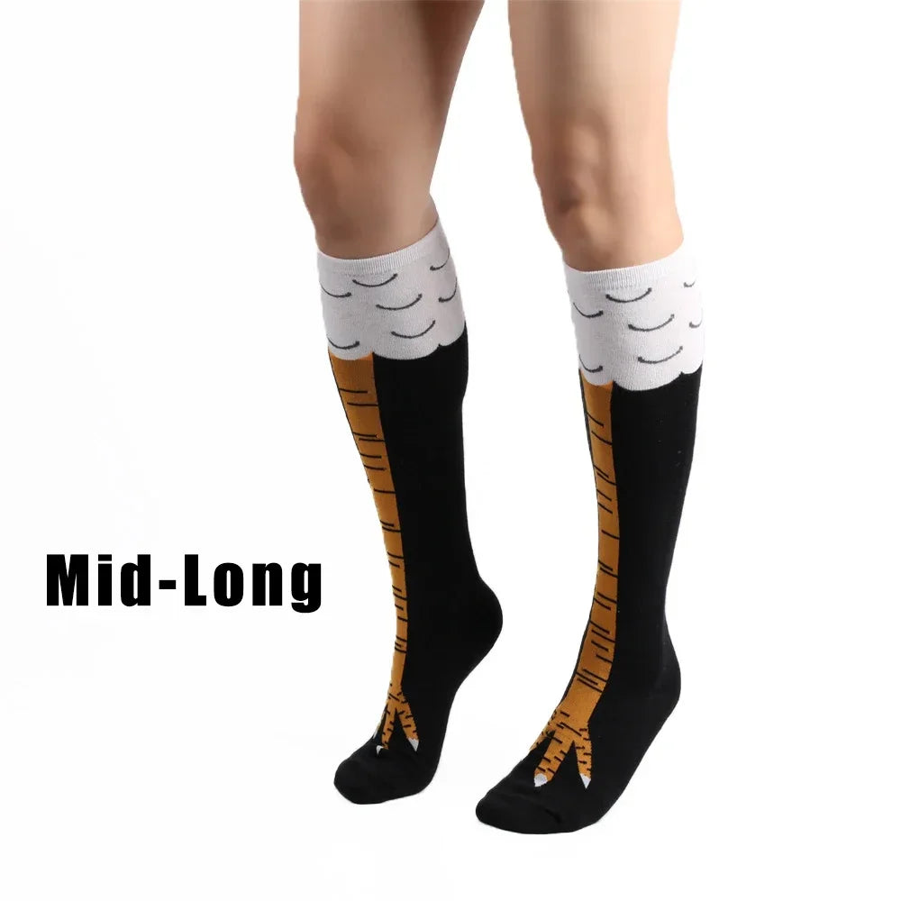 Men’s Funny 3D Chicken Socks – Cartoon Cosplay Thigh-High Cotton Socks with Flexible Fit
