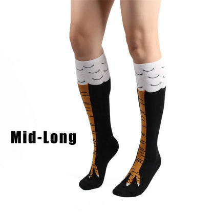 Men's 3D Chicken Print Socks - Funny Cartoon Thigh-High Cotton Cosplay Socks