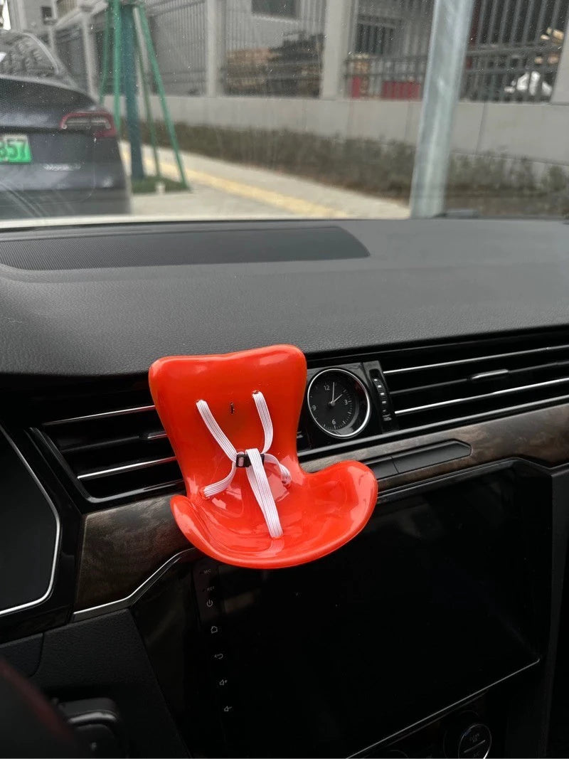 New 15-17cm Labubu Doll Safety Seat – Cute Doll Air Outlet Aromatherapy Decoration for Car Interior