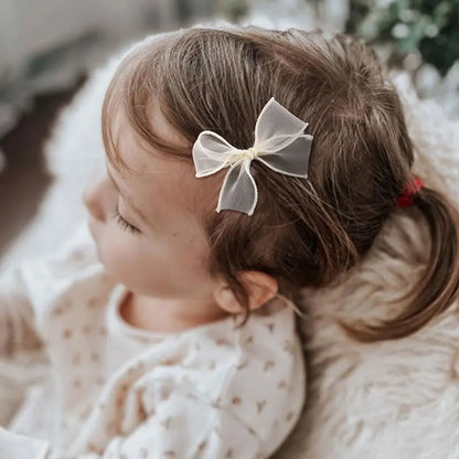 6Pcs White Lace Bow Hair Clips for Baby Girls – Lovely Bowknot Hairpins, Barrettes, Kids Hairgrips, Korean Headwear Accessories