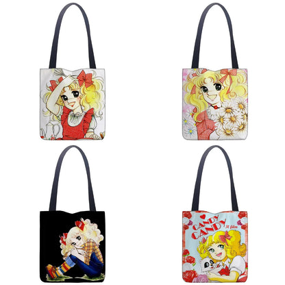 Cartoon Candy Handbag - Women’s Casual Linen Totes, Underarm Top Handle Bag, Shopping & Travel Tote