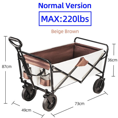 Heavy Duty Collapsible Folding Beach Wagon – Large-Capacity Portable Utility Cart for Garden & Camping