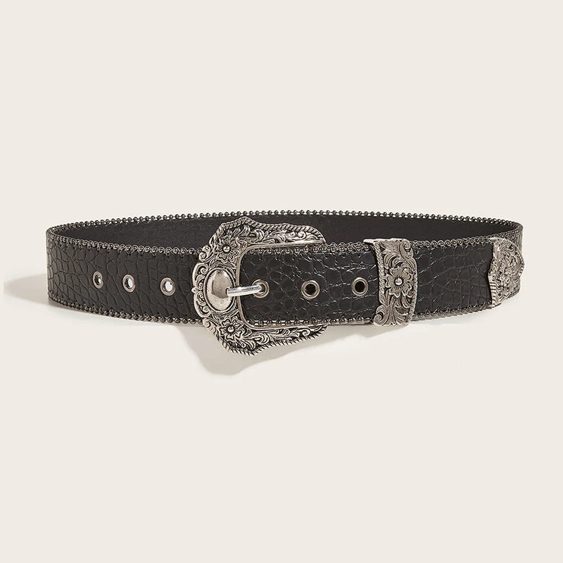 Unisex Jeans Belt — Goth Y2K Designer Punk Accessory, High-Quality Luxury Black Waistband 3.8cm for Men & Women