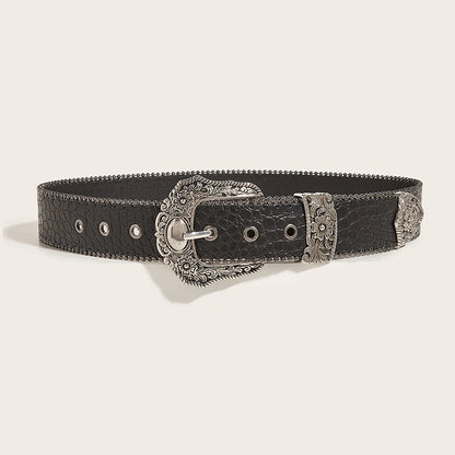 Unisex Jeans Belt — Goth Y2K Designer Punk Accessory, High-Quality Luxury Black Waistband 3.8cm for Men & Women