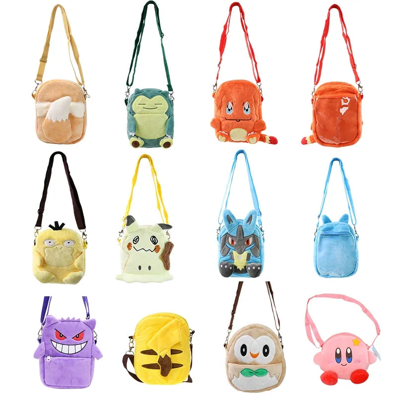 Gengar Mimikyu Snorlax Rowlet Lucario Charmander Plush Backpack — Pokémon Anime Shoulder Bag Toy Doll