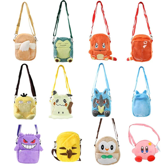 Pokemon Plush Backpack – Gengar, Mimikyu, Snorlax, Rowlet, Lucario & Charmander Anime Shoulder Bag Dolls