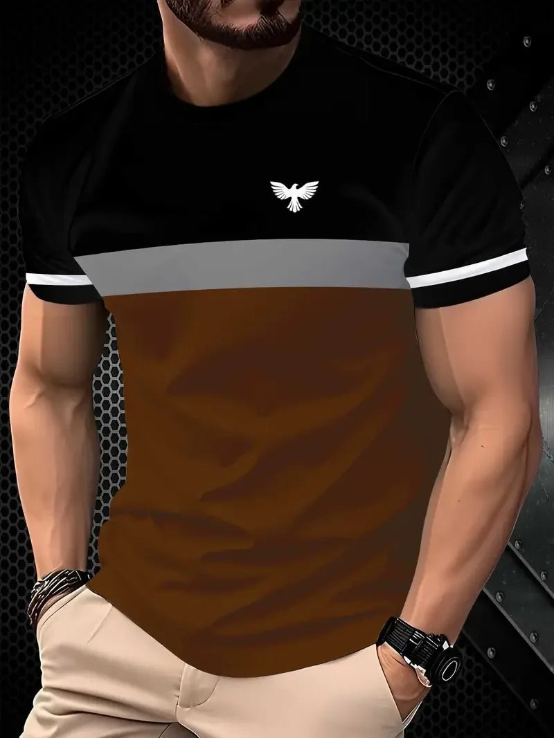 Men’s 3D Printed Sports T-Shirt - Breathable Round Neck Polyester Casual Summer Tee Top