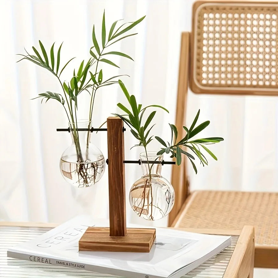 Hydroponic Glass Vase, Vintage Desktop Plant Terrarium Planter, Bulb Water Planting Propagation Vase for Hydroponics Plants
