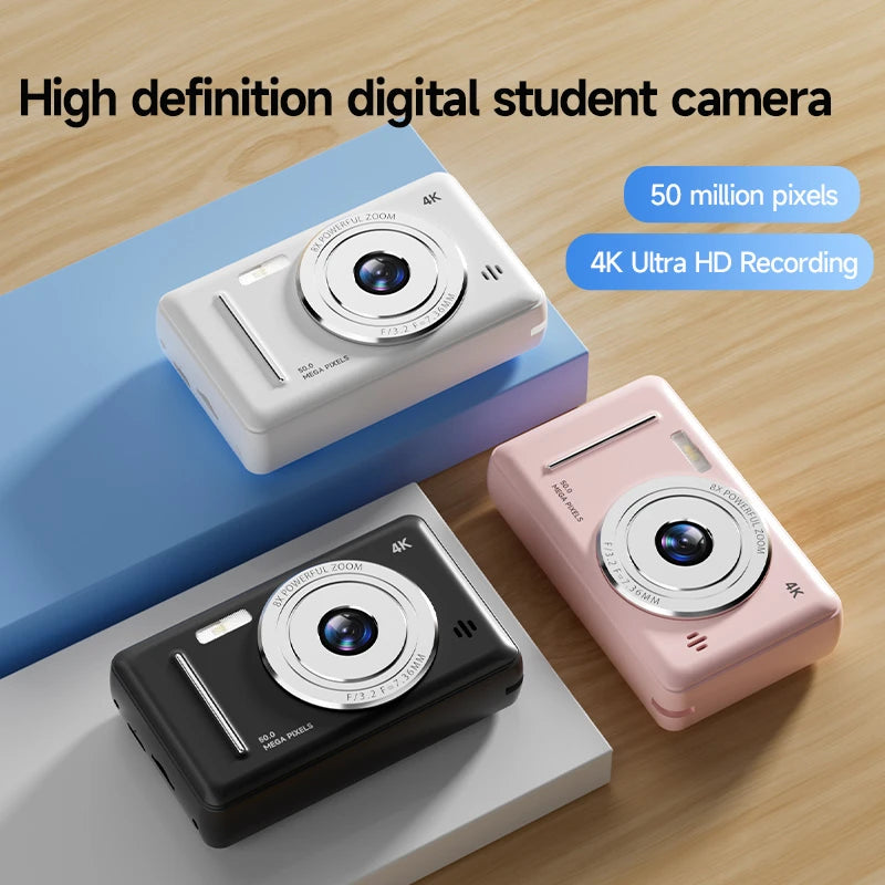 4K Retro CCD Portable Digital Camera – Entry-Level Dual Camera with Flash, 50MP, Auto Focus & Anti-Shake