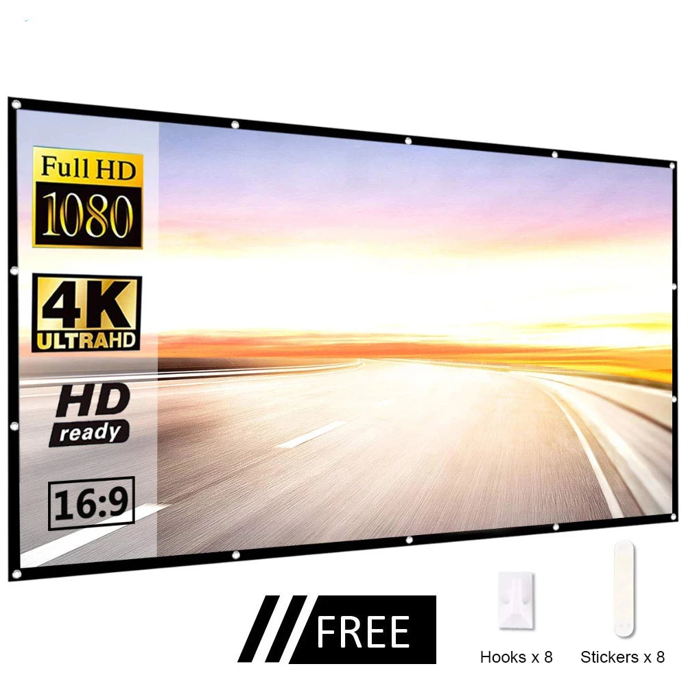 Portable Projector Screen 60–150 Inch - 16:9 Outdoor Movie & Home Theater Screen