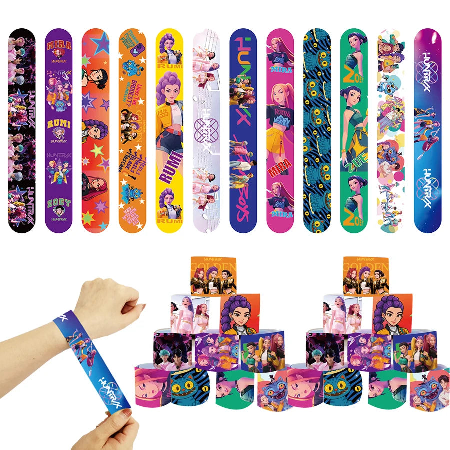 12/24/36/48PCS K-POP Demon Hunters Slap Bracelets – Birthday Party Favors, Christmas Stocking Fillers for Kids