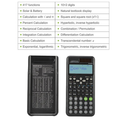 Scientific Calculator 417 Functions - 10+2 Digit Display Dual Power Math Calculator for Teachers & College Students
