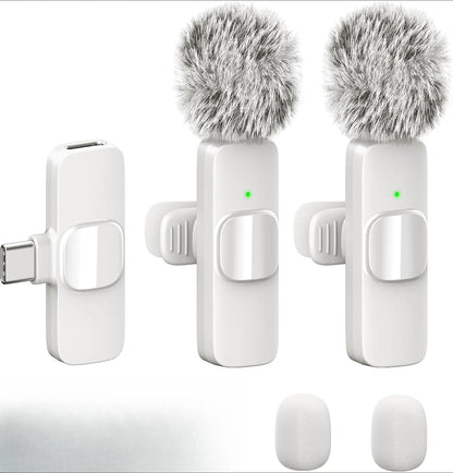 Wireless Lavalier Microphone - Mini Noise-Canceling Clip-On Mic for iPhone, iPad & Android Vlogging
