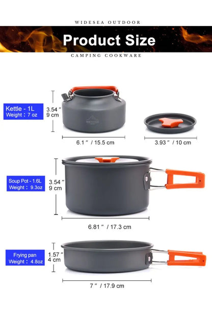 Widesea Camping Cookware Set – Lightweight Outdoor Pots & Tableware for Hiking, Picnic & Travel
