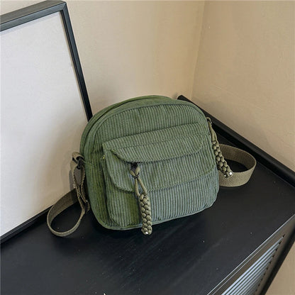 Corduroy Women's Small Shoulder Bag - Cute Crossbody Tote for Teen Girls, Korean Harajuku Style Messenger Bag