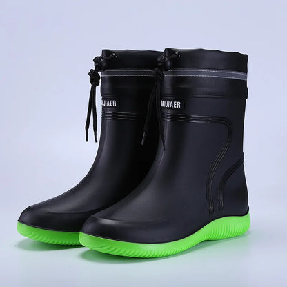 Men’s & Women’s High-End Rain Boots – Waterproof, Non-Slip Short & Mid-Calf Rubber Boots with Drawstring