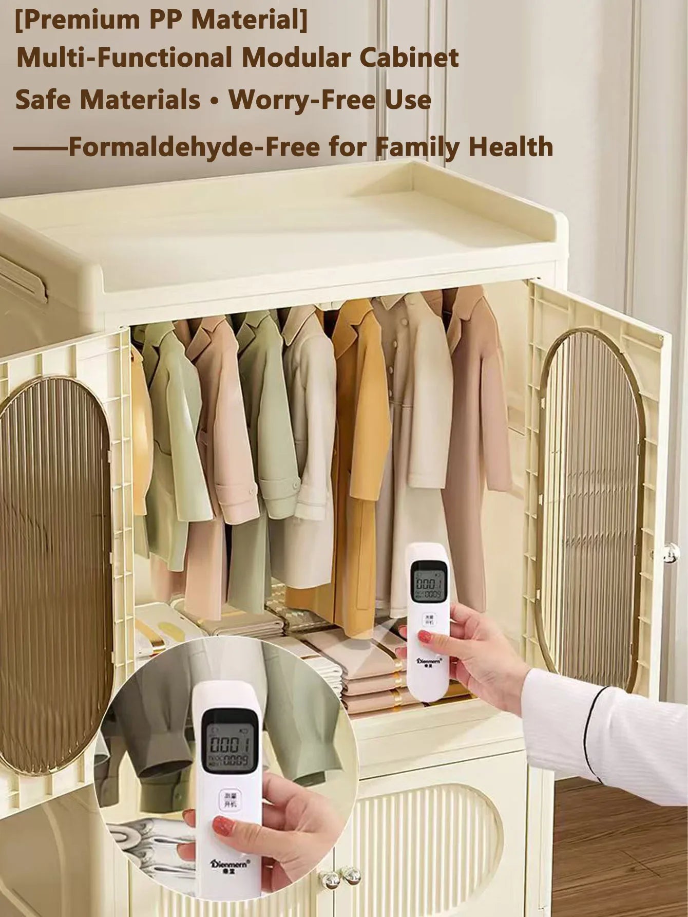 Foldable Storage Cabinet with Drawers – Dustproof Wardrobe Organizer for Home & Office