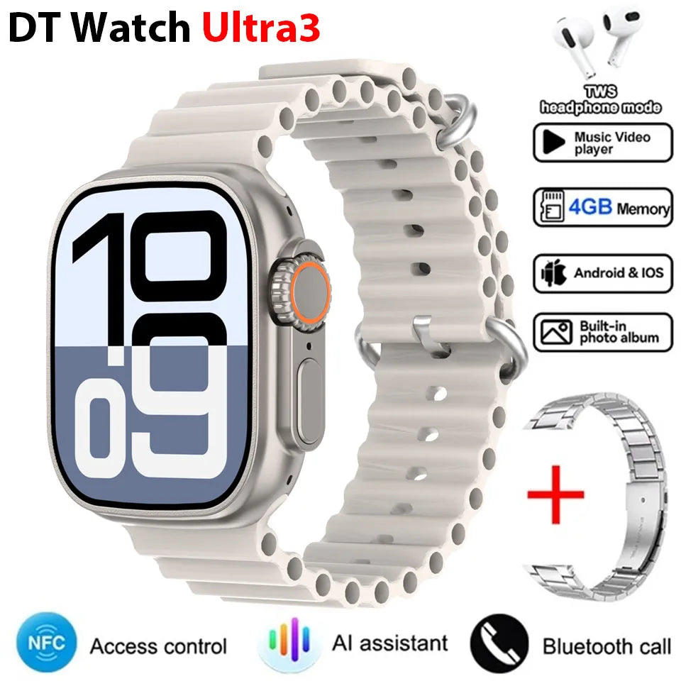2025 DT Ultra 3 Pro Smartwatch – NFC, Bluetooth Call, Music & Video, Waterproof for Android & iOS, 32GB