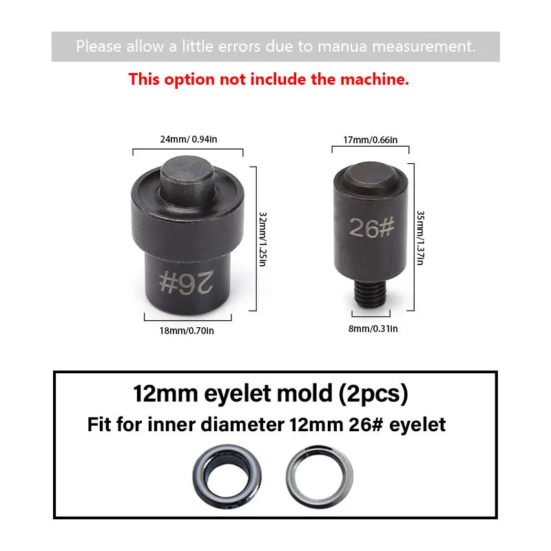 WUTA Manual Button Installation Tool – Mute Punching for Mushroom Rivets & Eyelets, DIY Hand Pressing Tool (With/Without Machine)