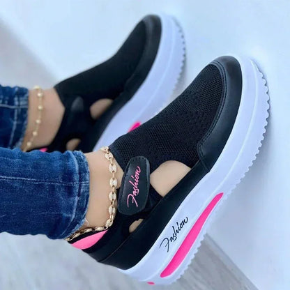 Red and Blue Designer Canvas Sneakers for Women - High Quality, Casual Platform Shoes with Hollow Out Design