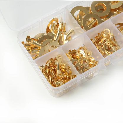 150-Piece Round Terminal Block Set - DJ431 O-Type Copper Lugs, Cold-Pressed Wiring Terminals & Connector Kit