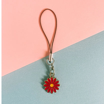 Enamel Flower Phone Lanyard - Floral Keychain Strap Bag Pendant Accessory Gift for Girls