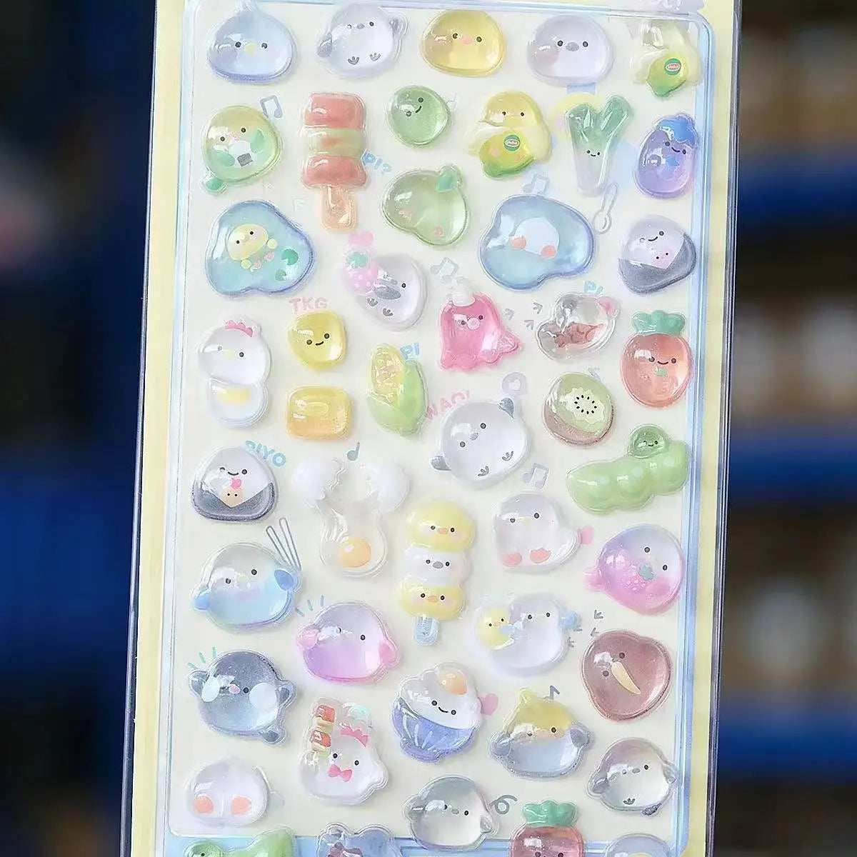 Kawaii 3D Jelly Resin Stickers - Cute Sparkling Transparent Cartoon Decals for Scrapbooking and DIY Decor