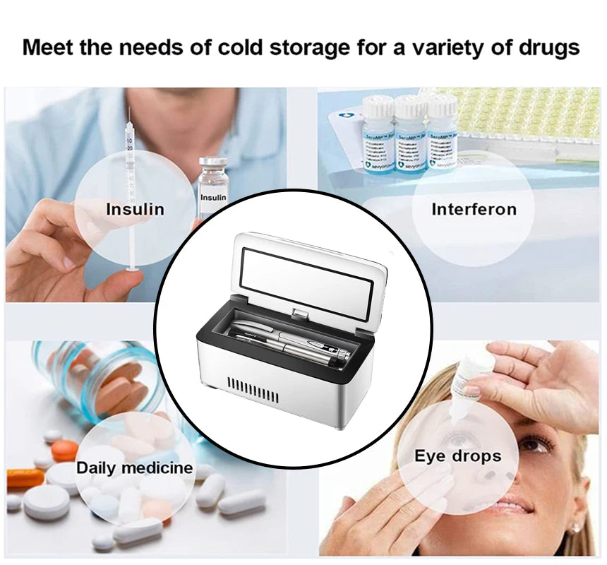 13600mAh Mini USB Refrigerator – High-Power Insulin & Pill Box Cooler, 0-18°C Refrigerated Incubator