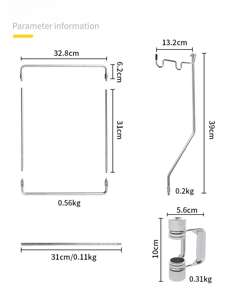 Portable Stainless Steel Light Pole Bracket — Outdoor IGT Table Supply and Desktop Mount Camping Table Accessory