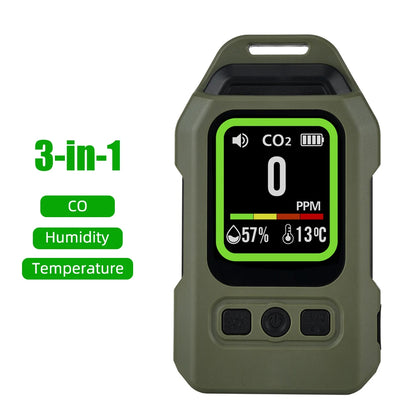 Yieryi 3-in-1 CO Gas Leak Detector - Portable Carbon Monoxide Alarm with Flashlight, Temperature & Humidity Meter for Indoor Use
