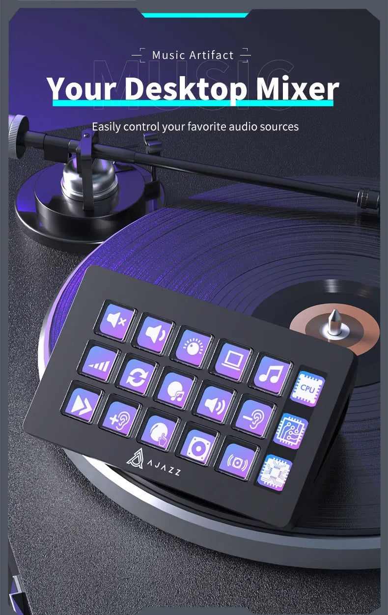 AJAZZ AKP153E Multifunctional Mini Keyboard – 15 Macro Keys Console Panel for Custom Desktop Actions