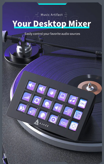 AJAZZ AKP153E Multifunctional Mini Keyboard – 15 Macro Keys Console Panel for Custom Desktop Actions