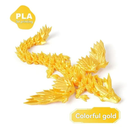 3D Printed Articulated Dragon Figurine - Colorful Gem Dragon Movable Joint Desktop Fantasy Action Figure Craft