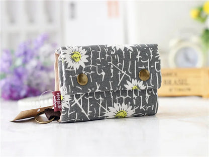 Women’s Canvas Cartoon Card Wallet – Foldable Key Organizer & Coin Purse, Small Pouch Money Bag for Girls 2024