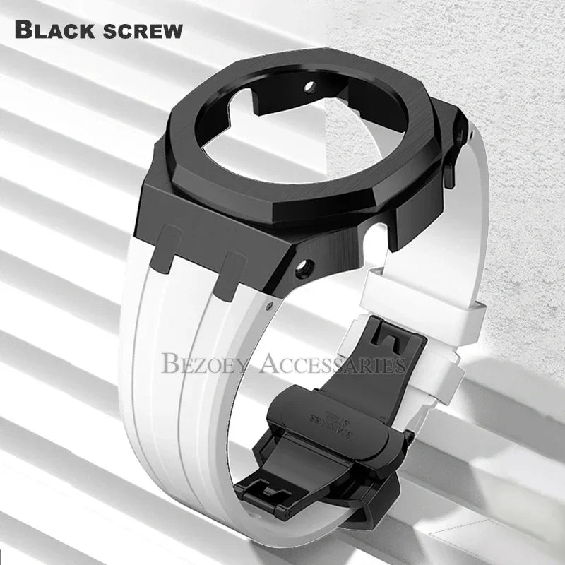 GEN4 Casioak GA2100 Mod Kit – Stainless Steel Case, Bezel, and Rubber Strap Replacement for G-SHOCK GA2100/GA2110